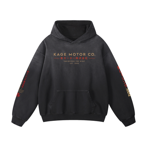Kage Motor Co. - Heavyweight Sun Fade Oversized Hoodie