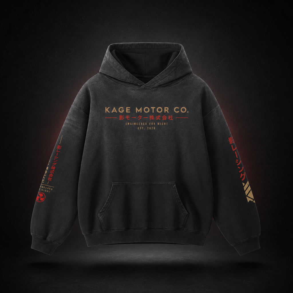 Kage Motor Co. - Heavyweight Sun Fade Oversized Hoodie